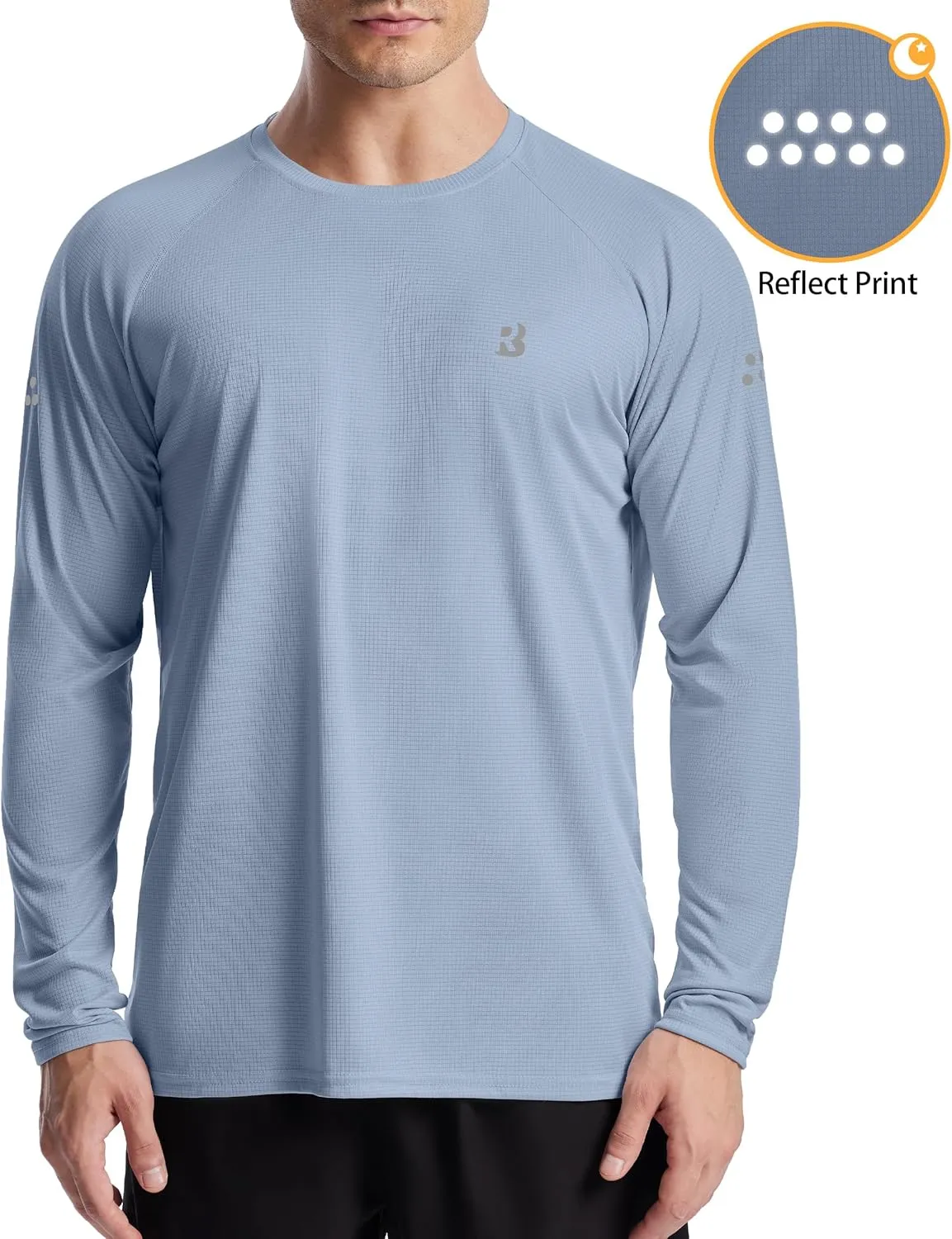 Roadbox Men's UPF 50  Swim Rash Guard, Long Sleeve UV Sun Protection SPF Water Shirts Quick Dry for Outdoor Fishing Hiking