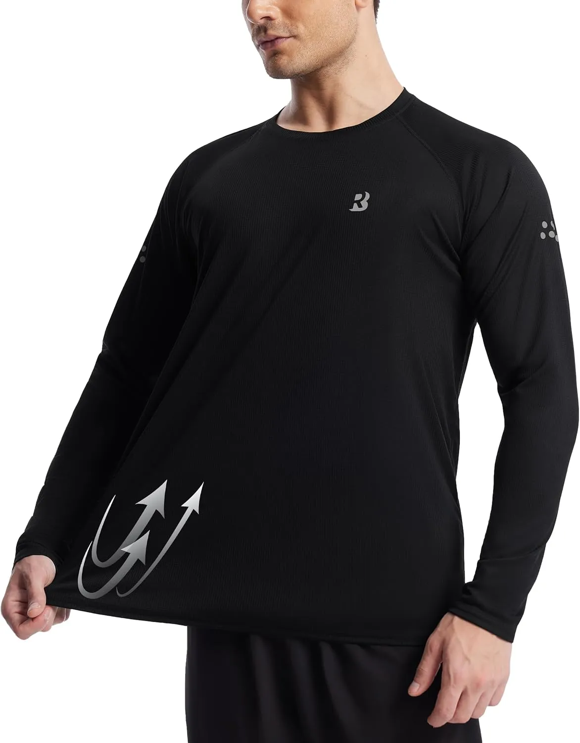 Roadbox Men's UPF 50  Swim Rash Guard, Long Sleeve UV Sun Protection SPF Water Shirts Quick Dry for Outdoor Fishing Hiking