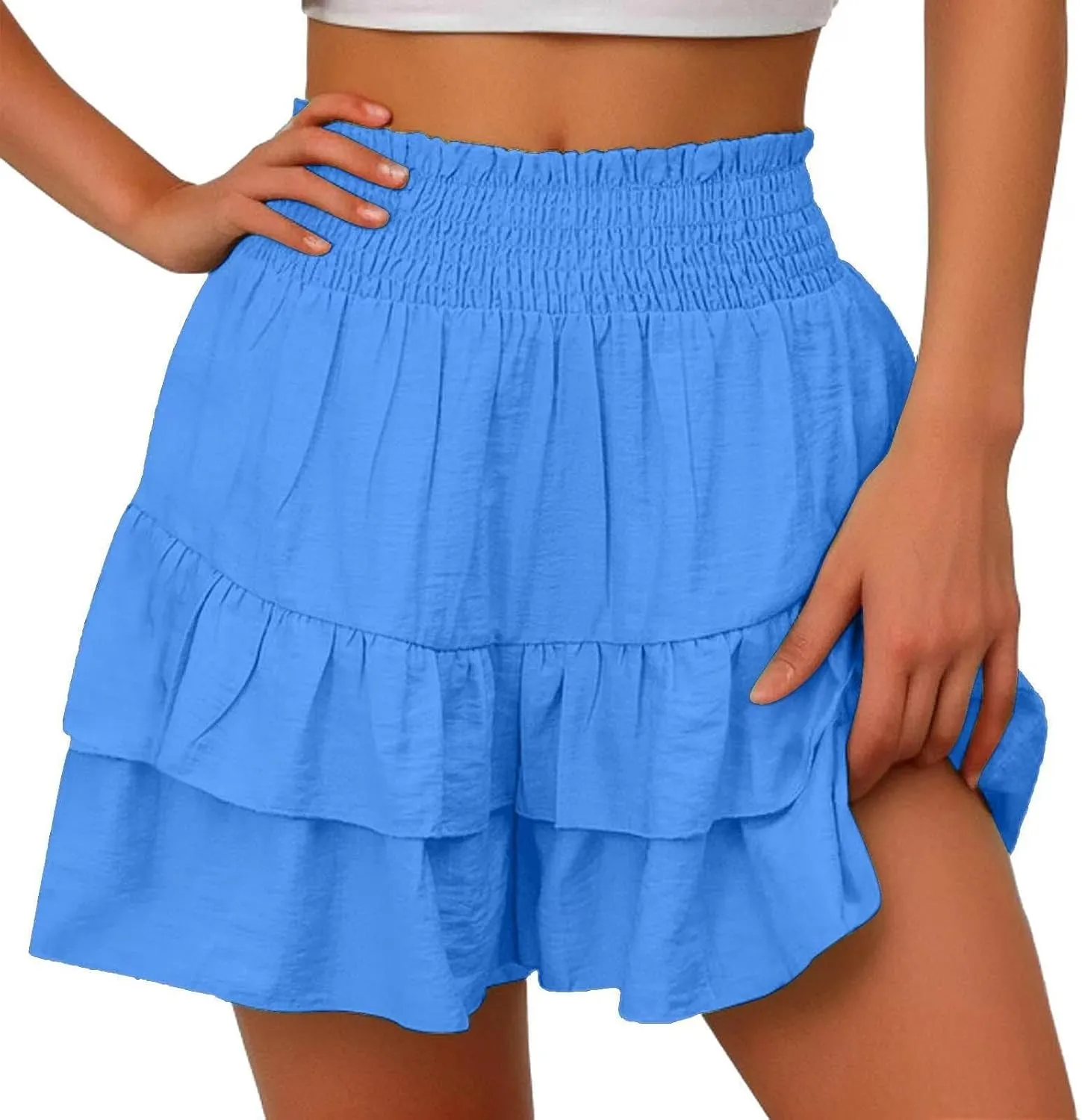 Skorts for Woman Tennis Golf Summer Ruffle Outfits Comfy Boho High Waist Skorts Crochet Casual Trendy Flowy Skirts