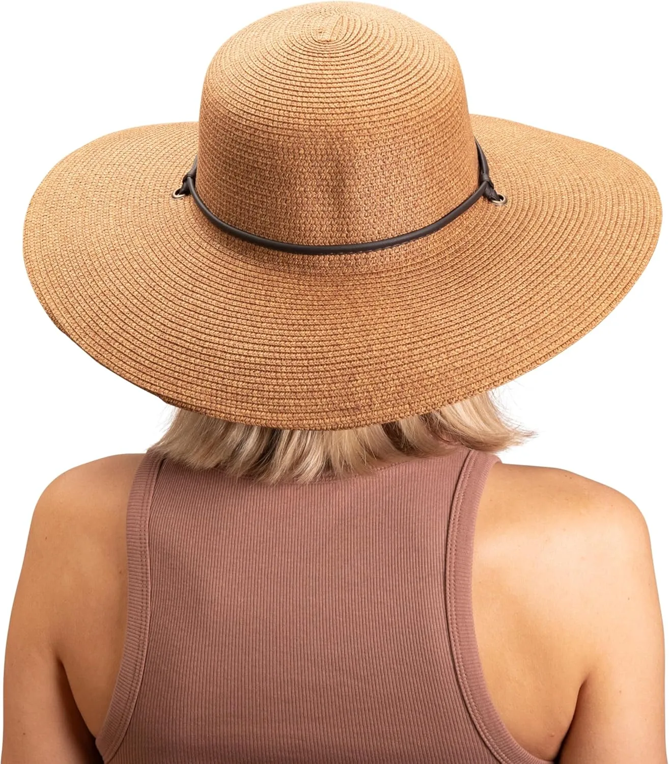 Sloggers Women's Wide Brim Braided Sun Hat with Wind Lanyard - UPF 50  Maximum Sun Protection