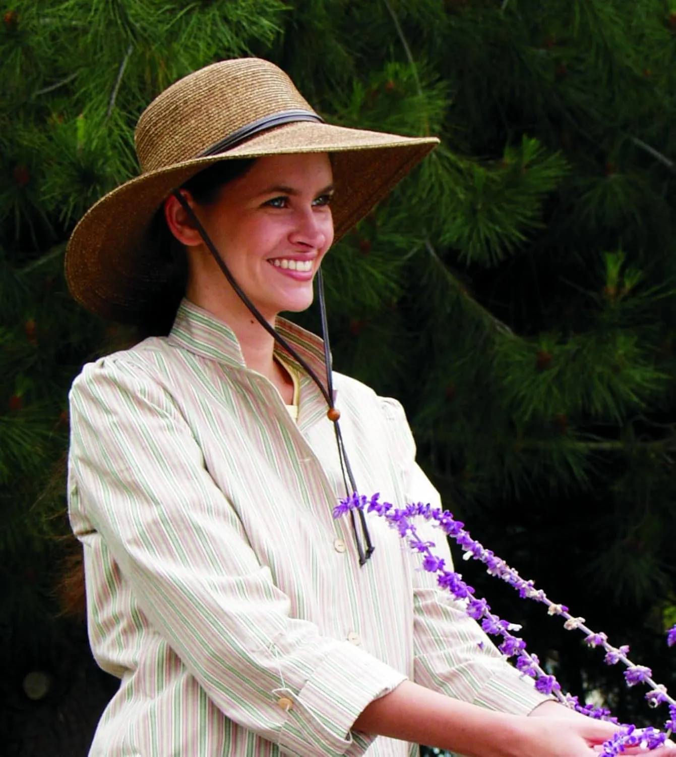 Sloggers Women's Wide Brim Braided Sun Hat with Wind Lanyard - UPF 50  Maximum Sun Protection