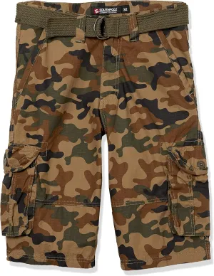 Southpole Men's Ripstop Belted Cargo Shorts