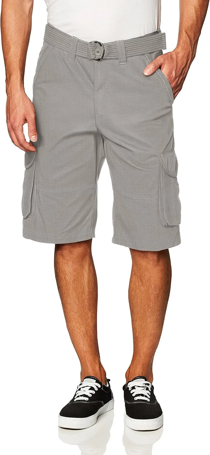 Southpole Men's Ripstop Belted Cargo Shorts