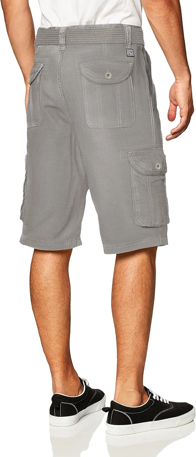 Southpole Men's Ripstop Belted Cargo Shorts