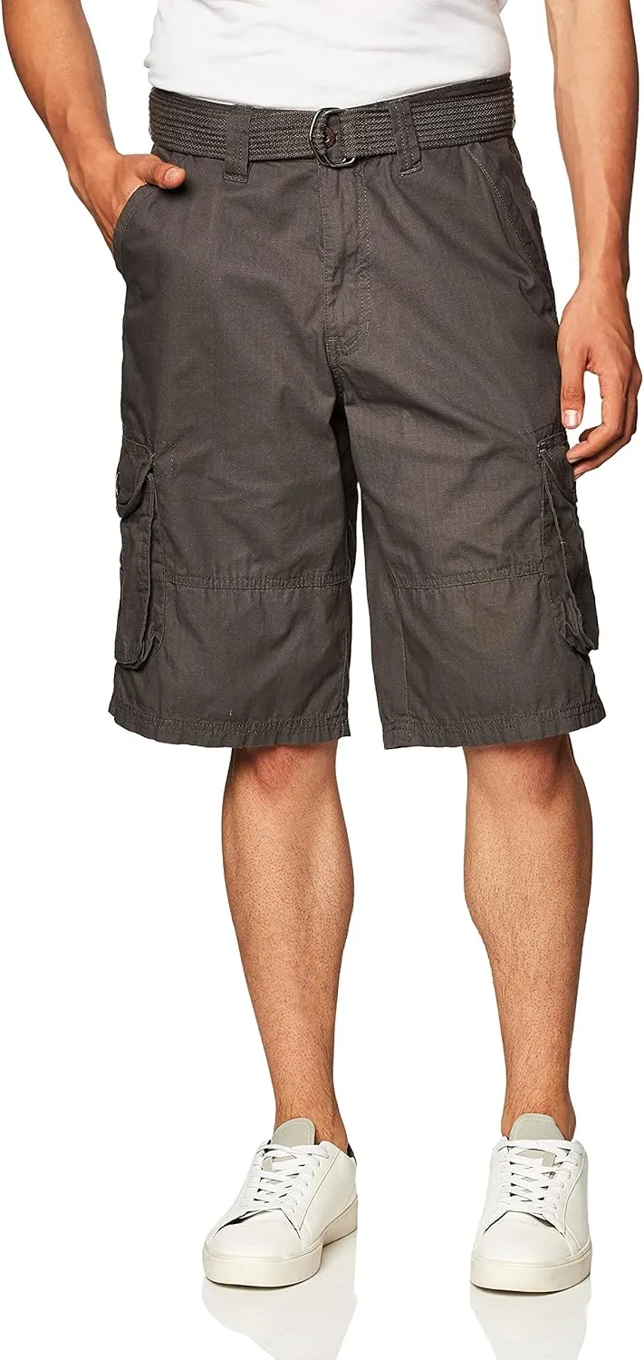 Southpole Men's Ripstop Belted Cargo Shorts