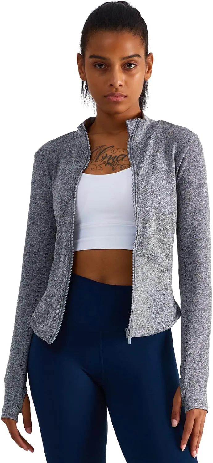sphinx cat Womens Athletic Long Sleeve Full Zip Running Track Jacket Workout Yoga Sportwear with Thumb Holes Slim Fit