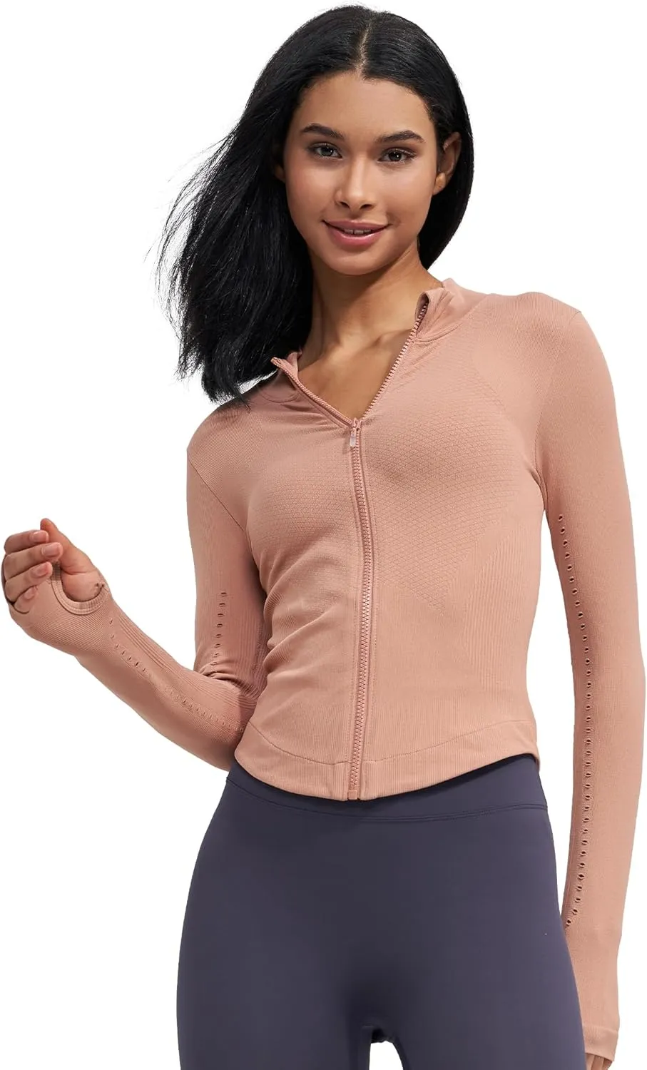 sphinx cat Womens Athletic Long Sleeve Full Zip Running Track Jacket Workout Yoga Sportwear with Thumb Holes Slim Fit