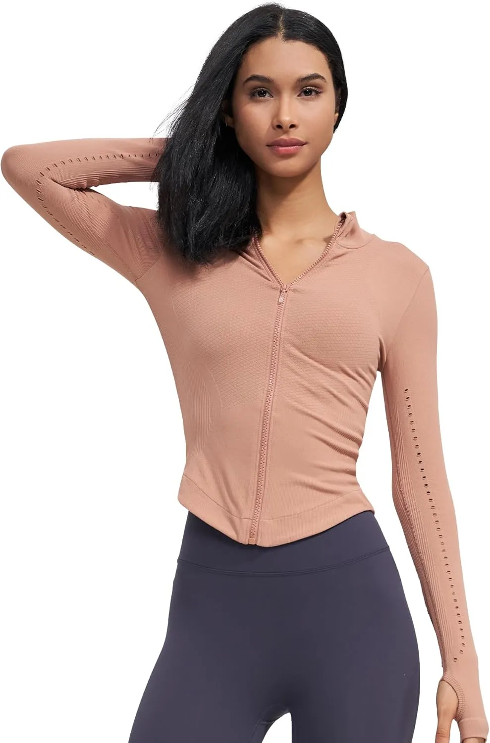 sphinx cat Womens Athletic Long Sleeve Full Zip Running Track Jacket Workout Yoga Sportwear with Thumb Holes Slim Fit