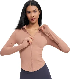 sphinx cat Womens Athletic Long Sleeve Full Zip Running Track Jacket Workout Yoga Sportwear with Thumb Holes Slim Fit