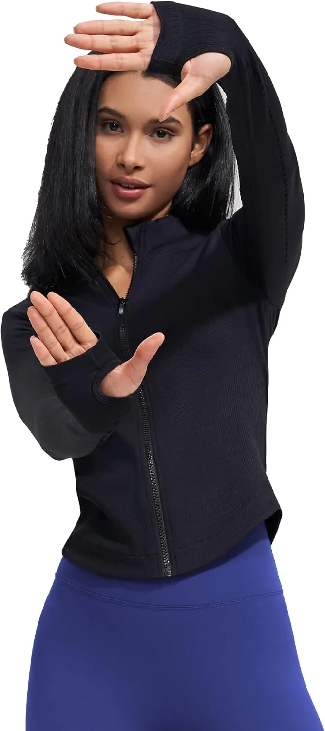 sphinx cat Womens Athletic Long Sleeve Full Zip Running Track Jacket Workout Yoga Sportwear with Thumb Holes Slim Fit