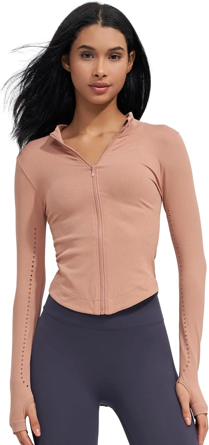 sphinx cat Womens Athletic Long Sleeve Full Zip Running Track Jacket Workout Yoga Sportwear with Thumb Holes Slim Fit