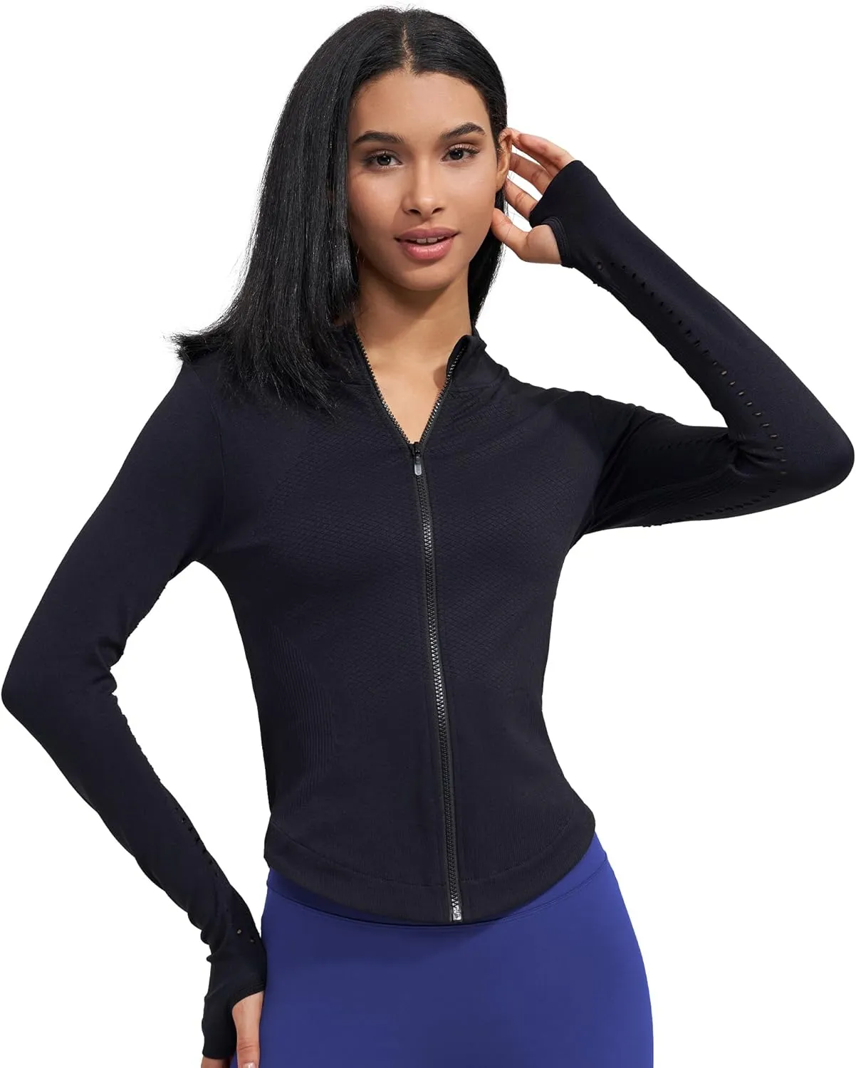 sphinx cat Womens Athletic Long Sleeve Full Zip Running Track Jacket Workout Yoga Sportwear with Thumb Holes Slim Fit