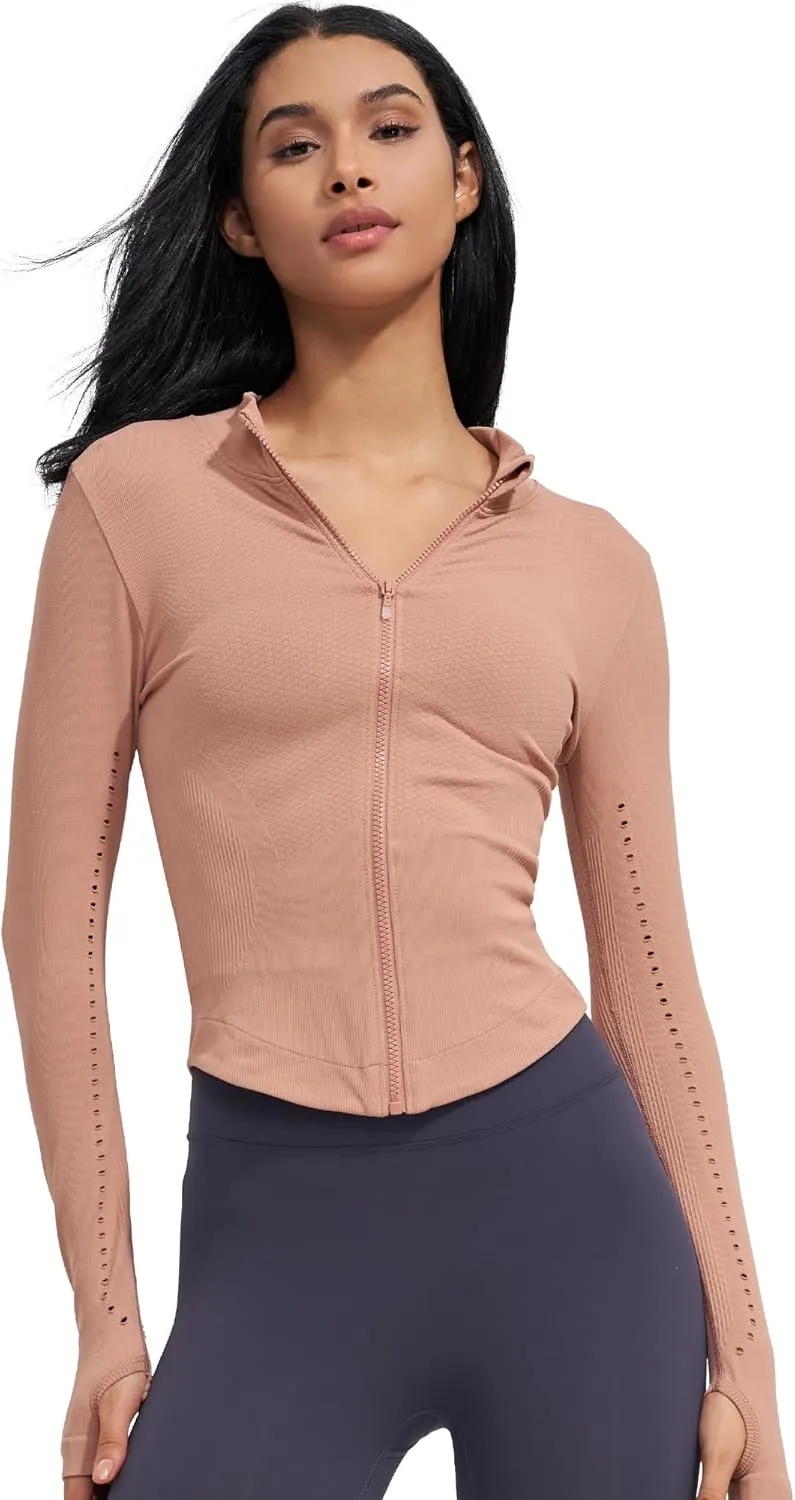 sphinx cat Womens Athletic Long Sleeve Full Zip Running Track Jacket Workout Yoga Sportwear with Thumb Holes Slim Fit