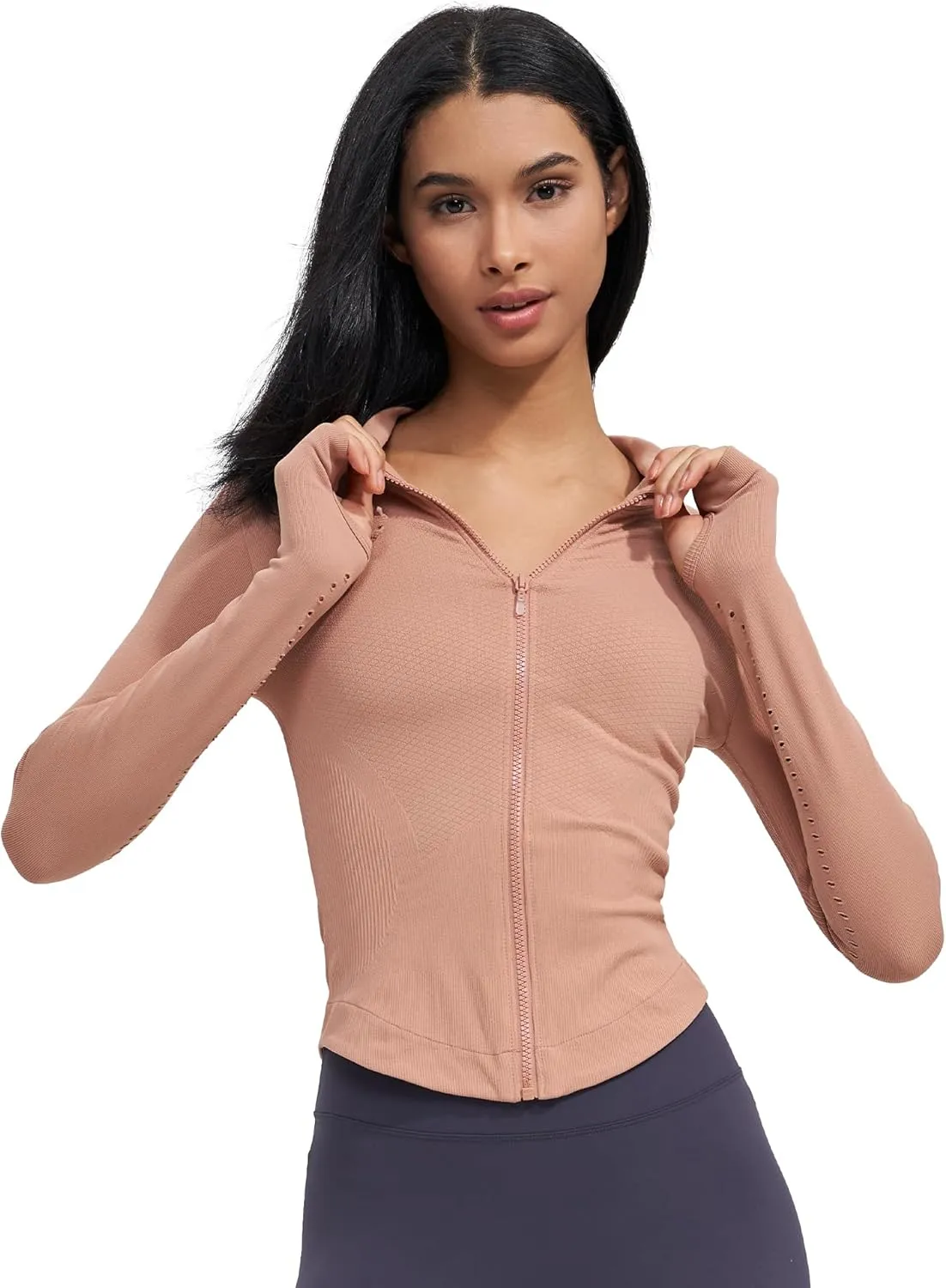 sphinx cat Womens Athletic Long Sleeve Full Zip Running Track Jacket Workout Yoga Sportwear with Thumb Holes Slim Fit