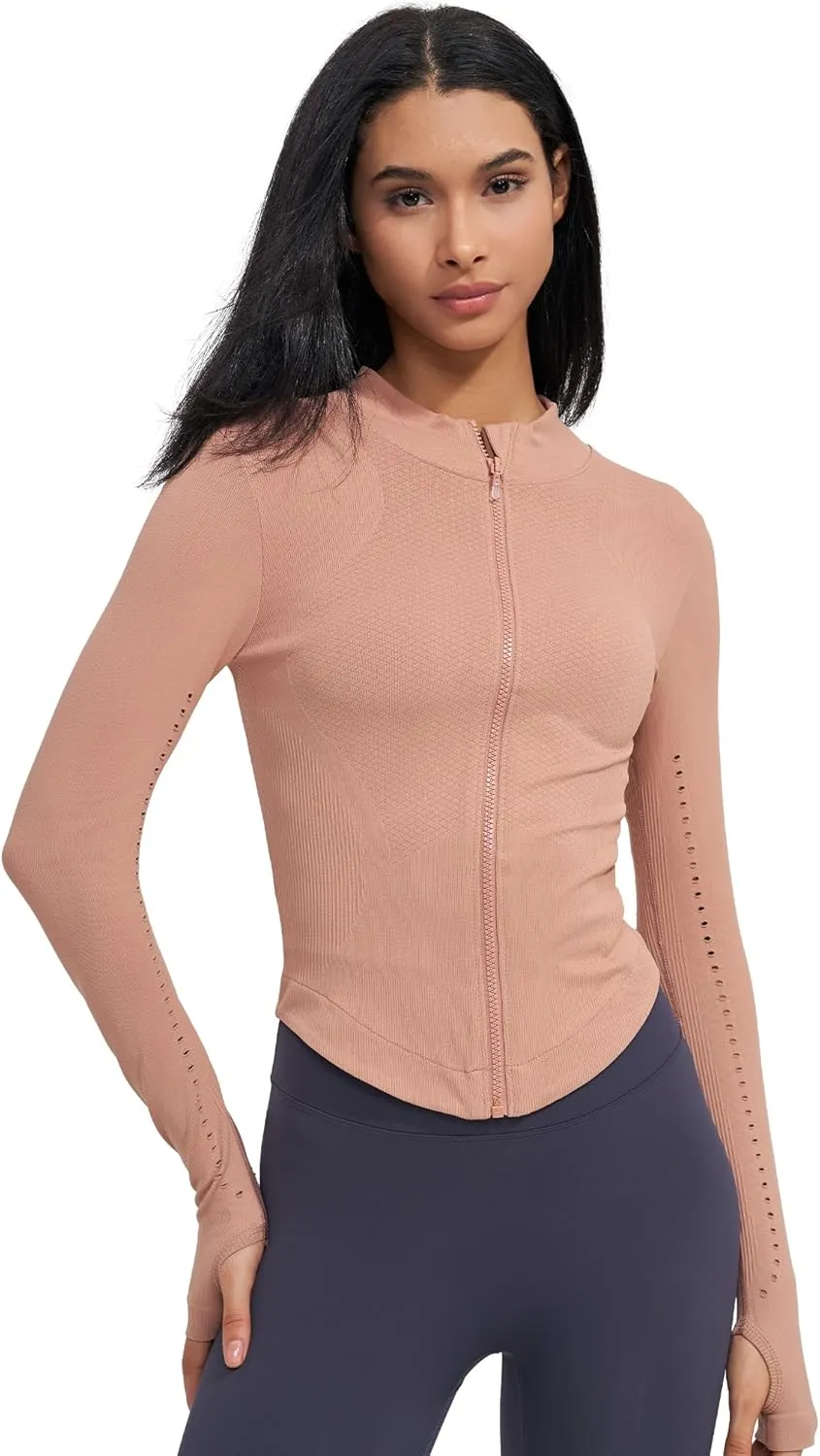 sphinx cat Womens Athletic Long Sleeve Full Zip Running Track Jacket Workout Yoga Sportwear with Thumb Holes Slim Fit