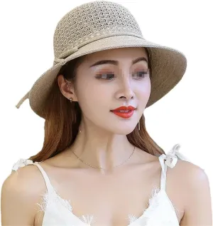 Summer Bowknot Outdoor Sun Hats Girls Wide Brim Straw Hat Ladies Panama Caps Sun Protection Hats Women Sun Caps