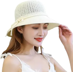 Summer Bowknot Outdoor Sun Hats Girls Wide Brim Straw Hat Ladies Panama Caps Sun Protection Hats Women Sun Caps