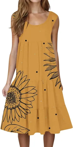Summer Dresses for Teens Summer Dresses for Women Plus Size Beach Dress Casual Sundresses Sexy Sleeveless Dress