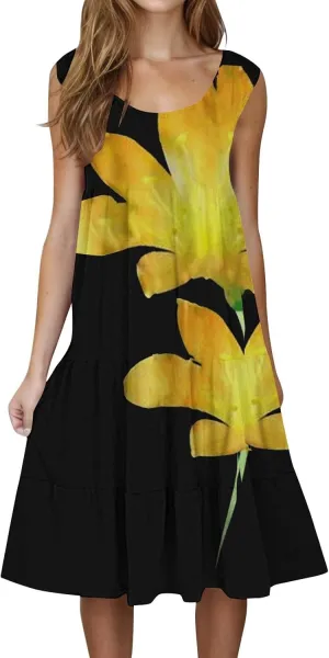 Summer Dresses for Teens Summer Dresses for Women Plus Size Beach Dress Casual Sundresses Sexy Sleeveless Dress