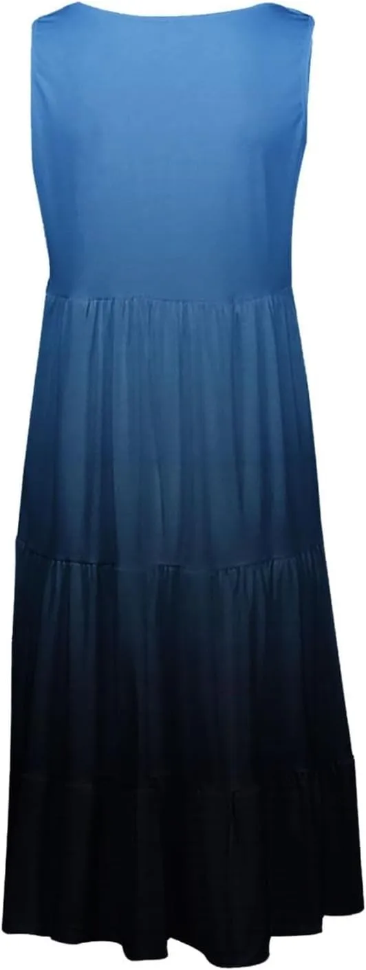 Summer Dresses for Women 2025 Loose Crew Neck Sleeveless Casual Sundresses Loose Holiday Vacation Midi Dress