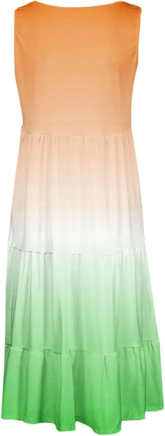Summer Dresses for Women 2025 Loose Crew Neck Sleeveless Casual Sundresses Loose Holiday Vacation Midi Dress