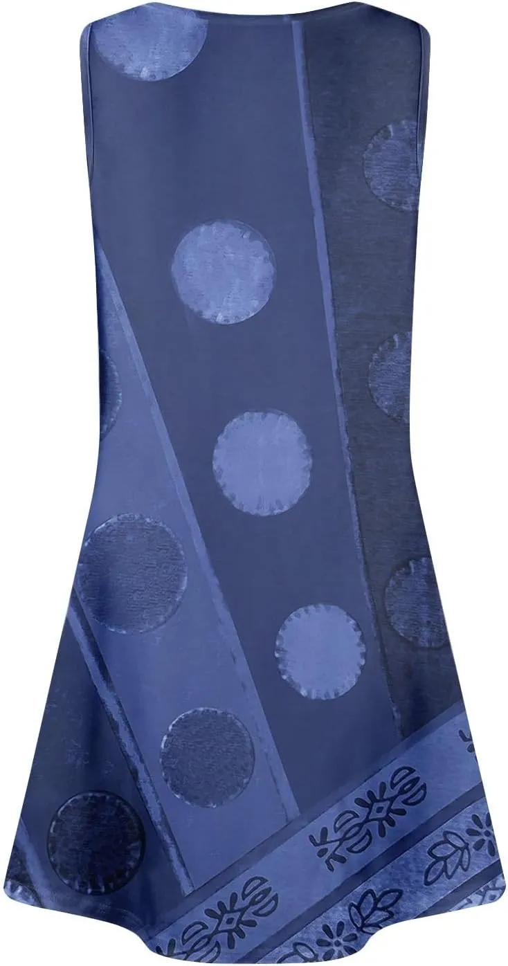 Summer Dresses for Women 2025 Trendy Floral Sleeveless Loose Dress V Neck Flowy Casual Sundresses with Pockets