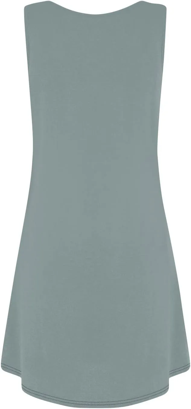Summer Dresses for Women Casual Sundresses Beach Loose Tshirt Tank Dresses Printed Sleeveless Mini Dress with Pockets