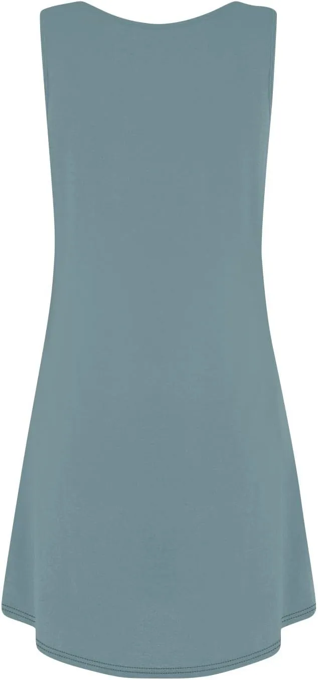 Summer Dresses for Women Casual Sundresses Beach Loose Tshirt Tank Dresses printedSleeveless Mini Dress with Pockets