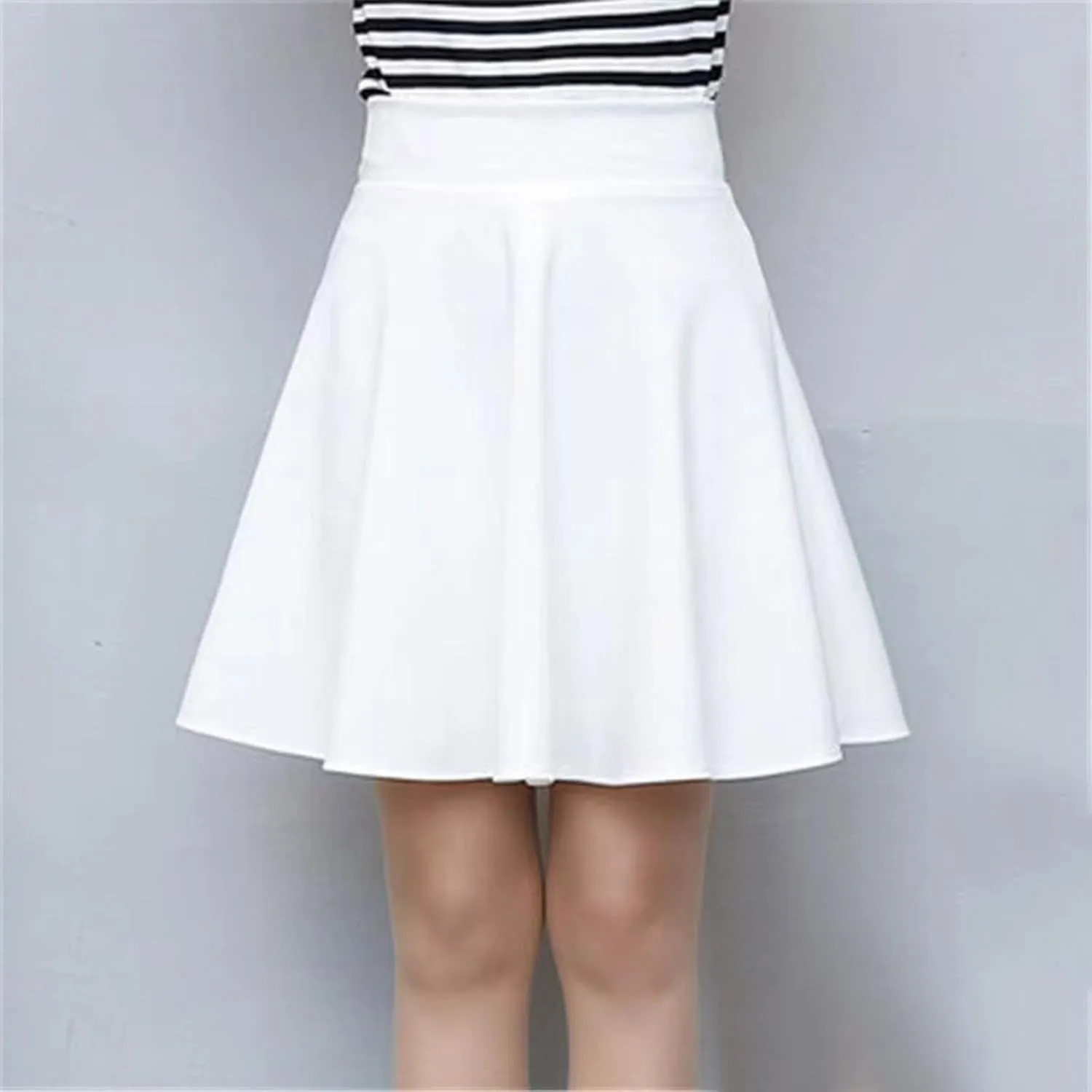 Summer Skirt with Slim Liner Stretchy High Elastic Waist Pleated Tummy Control Mini Shorts Skirts for Women