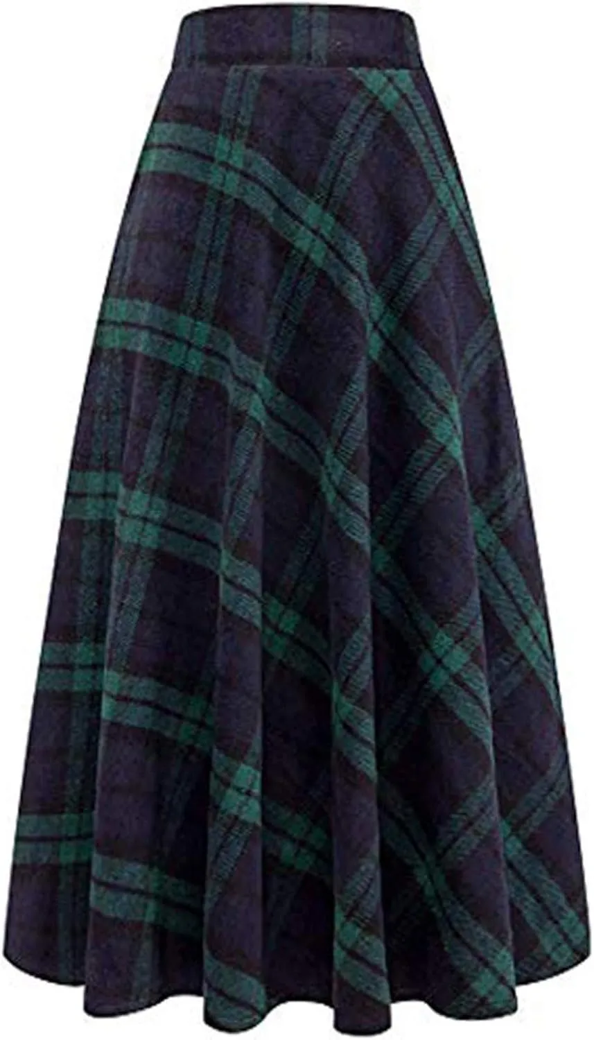 Summer Skirts for Women Long Pleated Trendy Plaid High Elastic Waisted A-Line Palazzo Skirts Casual Trendy Clothes