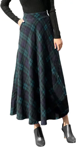 Summer Skirts for Women Long Pleated Trendy Plaid High Elastic Waisted A-Line Palazzo Skirts Casual Trendy Clothes