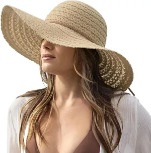 Sun Beach Hats Women, Floppy Summer Hats with Wide Brim, Packable Sunhat for Women Foldable
