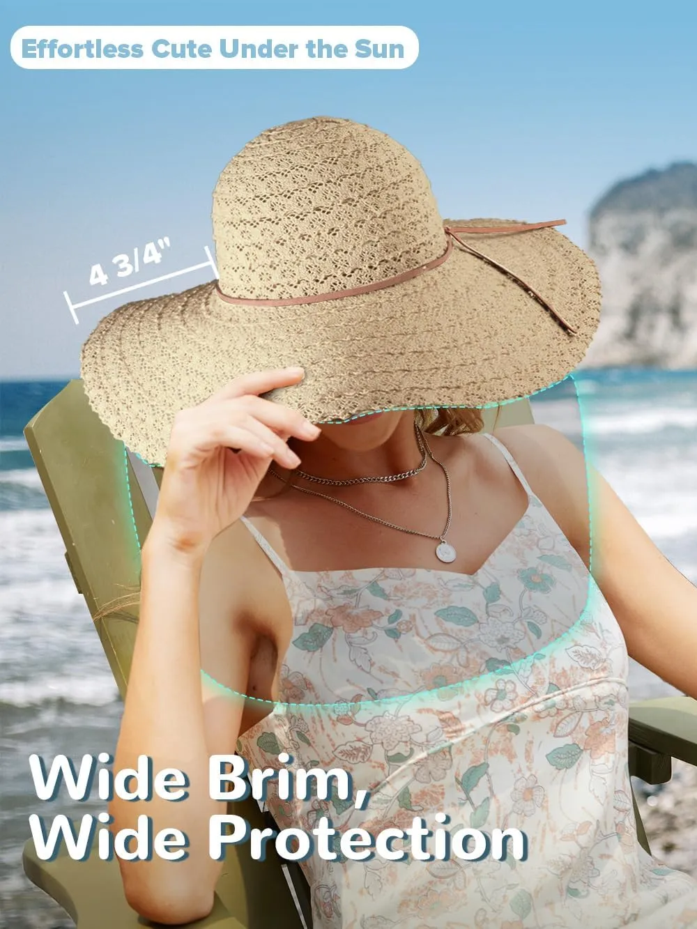 Sun Beach Hats Women, Floppy Summer Hats with Wide Brim, Packable Sunhat for Women Foldable
