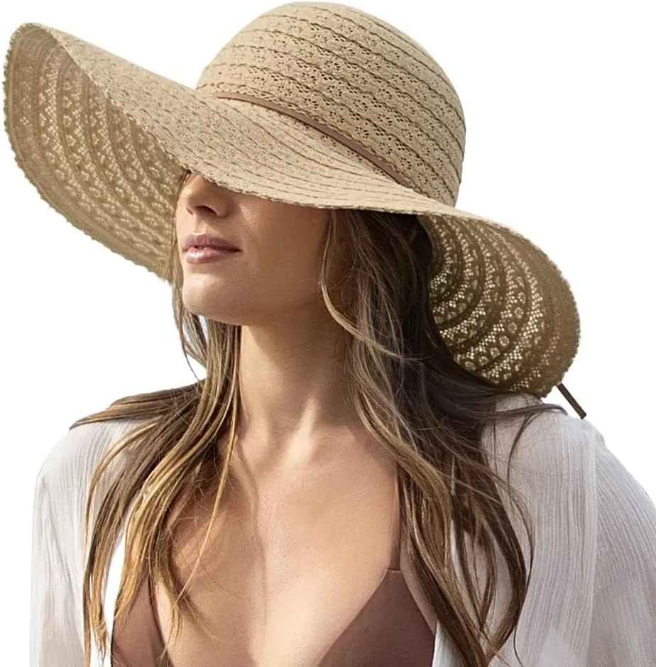 Sun Beach Hats Women, Floppy Summer Hats with Wide Brim, Packable Sunhat for Women Foldable