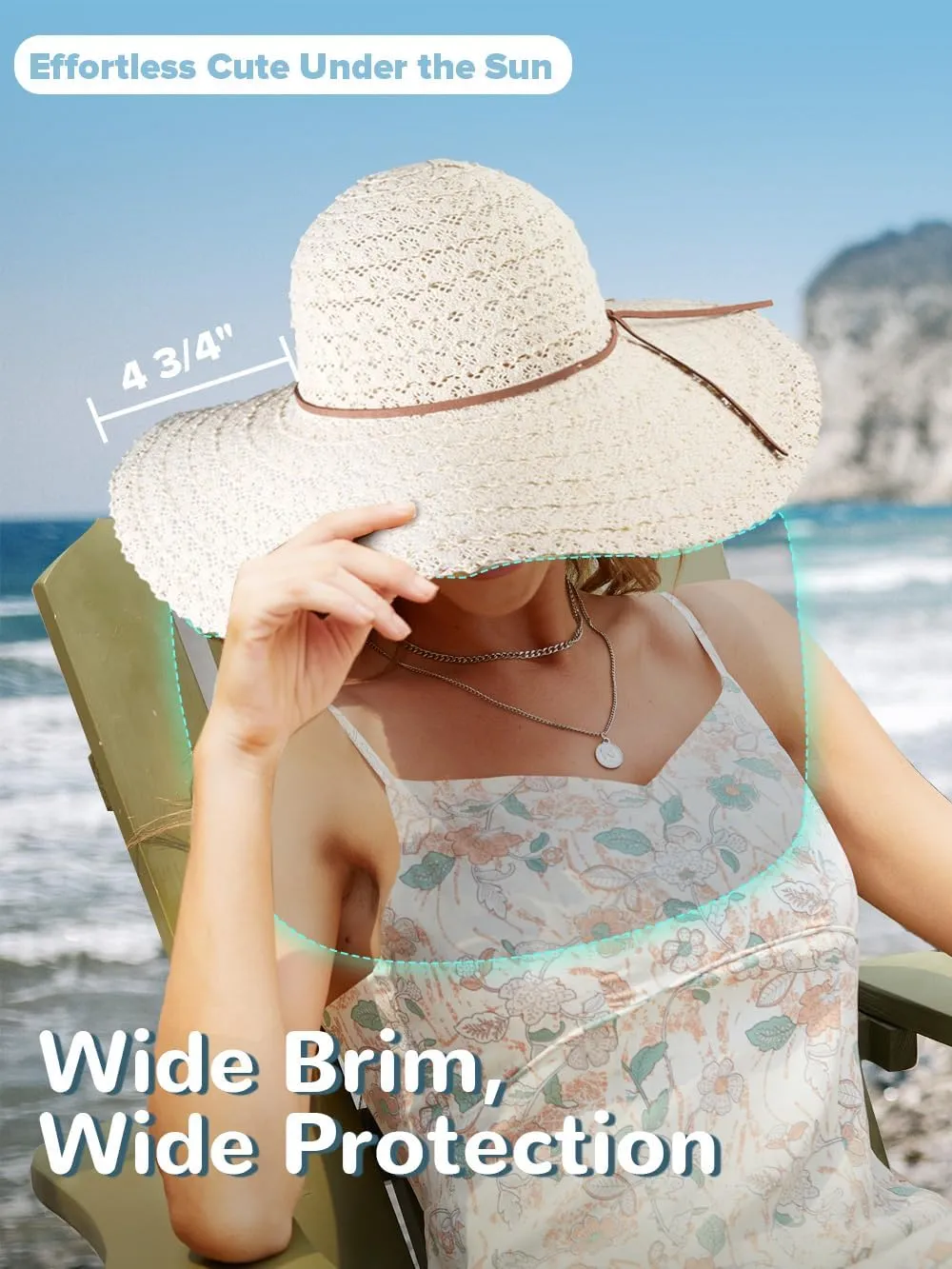 Sun Beach Hats Women, Floppy Summer Hats with Wide Brim, Packable Sunhat for Women Foldable