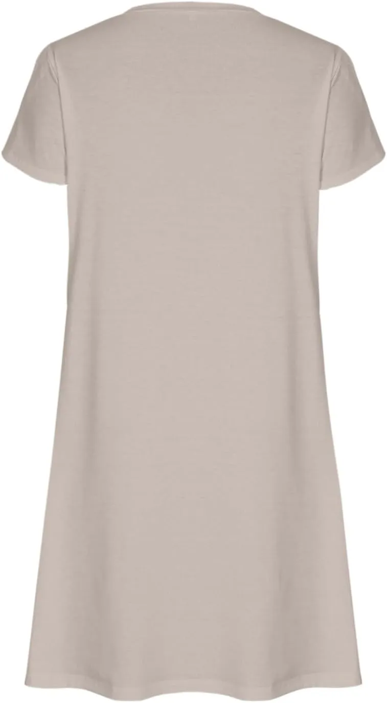 Sun Dress for Women Solid Fashion Casual Flowy Wide Hem Short Sleeve Dress Slim Loose Fits Ladies 2025 Outwear
