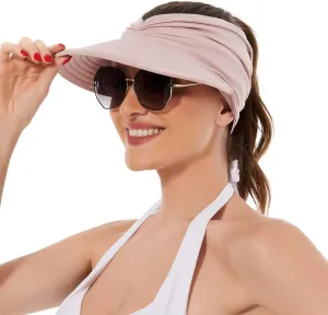 Sun Hats for Women UV Protection Sun Visor Wide Brim Summer Hats with Ponytail
