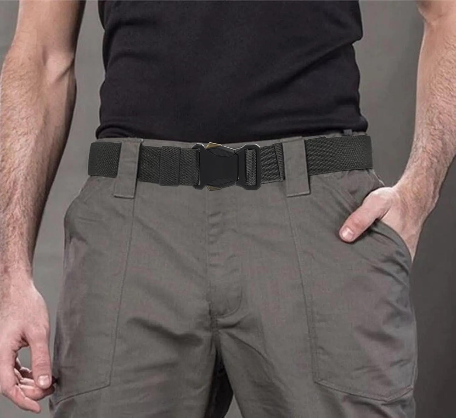 Tactical Belt Men Gun-Belt - Military Hiking Rigger Web Work Belt