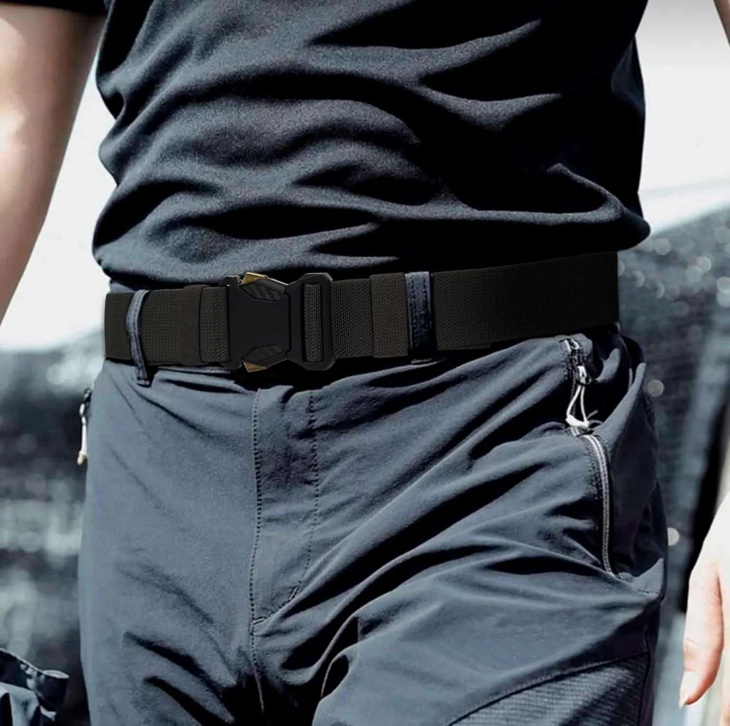 Tactical Belt Men Gun-Belt - Military Hiking Rigger Web Work Belt