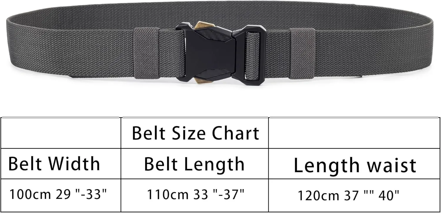 Tactical Belt Men Gun-Belt - Military Hiking Rigger Web Work Belt