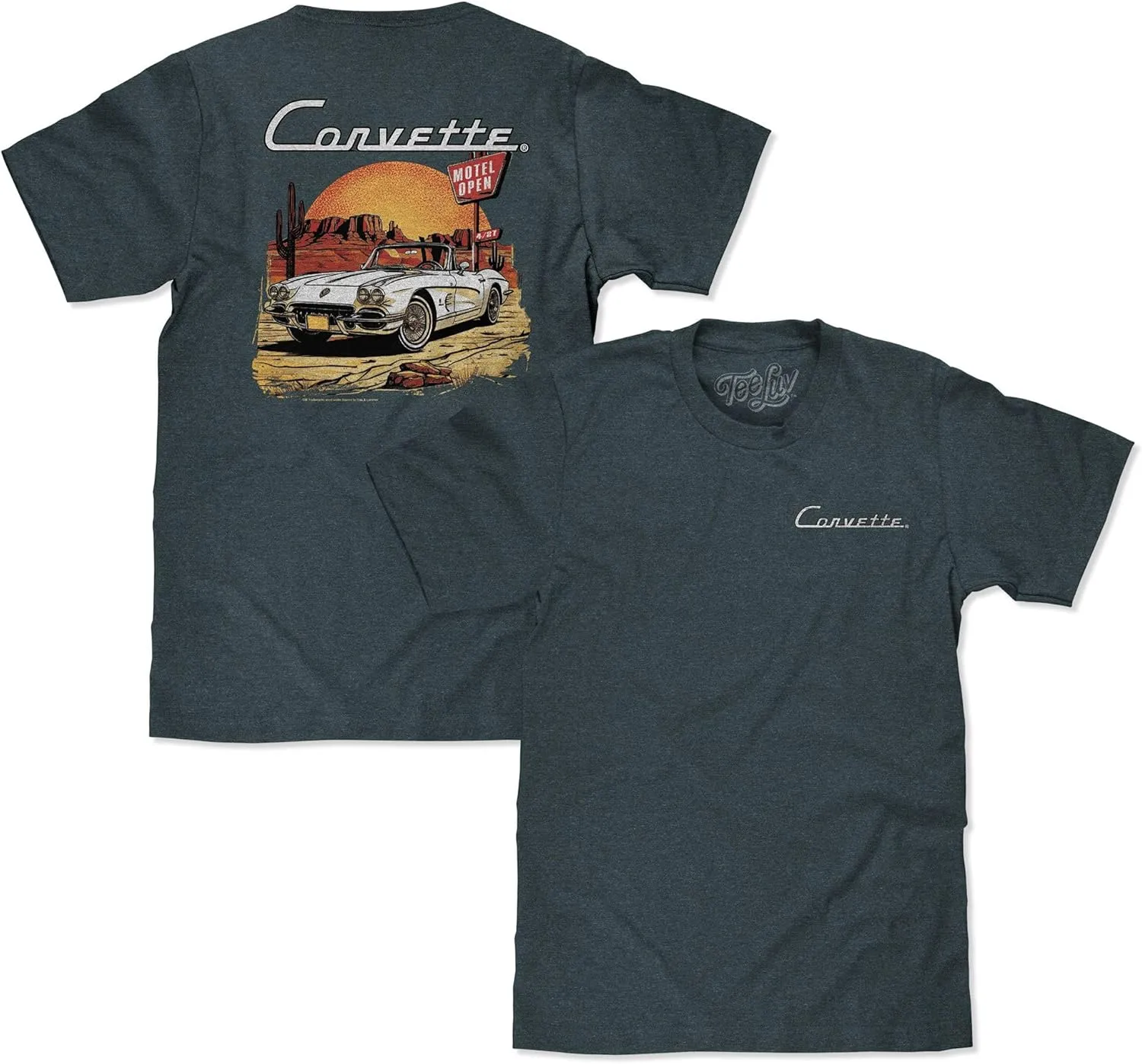 Tee Luv Men's Retro Chevy Corvette C1 Shirt - Front and Back Car Graphic T-Shirt