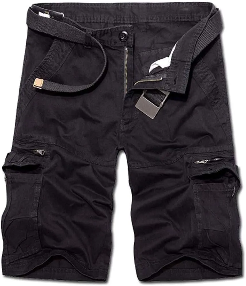 TRGPSG Men's Casual Cotton Twill Lightweight Cargo Shorts Relaxed Fit Outdoor Cargo Shorts with Zipper Pockets(No Belt)