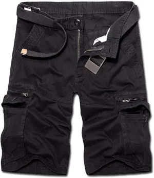TRGPSG Men's Casual Cotton Twill Lightweight Cargo Shorts Relaxed Fit Outdoor Cargo Shorts with Zipper Pockets(No Belt)