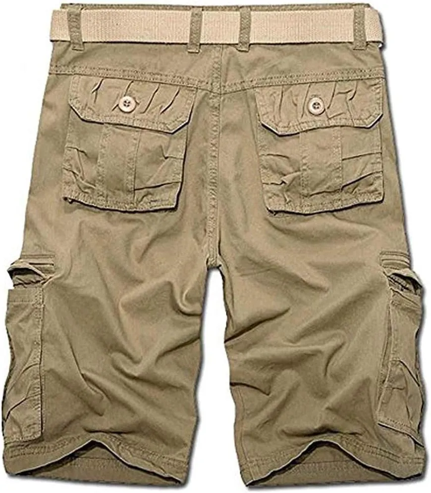TRGPSG Men's Casual Cotton Twill Lightweight Cargo Shorts Relaxed Fit Outdoor Cargo Shorts with Zipper Pockets(No Belt)