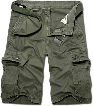 TRGPSG Men's Casual Cotton Twill Lightweight Cargo Shorts Relaxed Fit Outdoor Cargo Shorts with Zipper Pockets(No Belt)