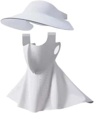 UV Face Cover UPF 50  Women Summer Face Covering Detachable All-in-one Sun Hat Outdoor Cycling Hiking, Long and Short