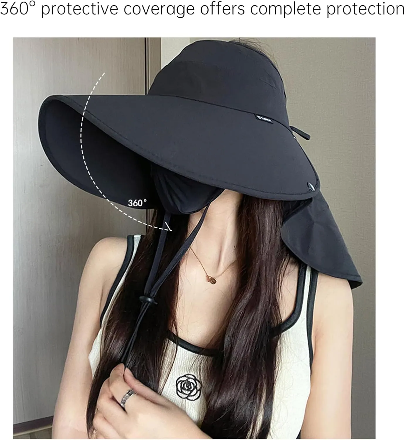 UV Face Cover UPF 50  Women Summer Face Covering Extended & Widened Brim Sun Hat Outdoor Cycling Hiking