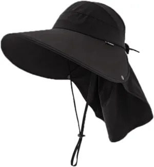 UV Face Cover UPF 50  Women Summer Face Covering Extended & Widened Brim Sun Hat Outdoor Cycling Hiking
