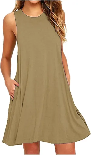 Vacation Dresses for Women 2024 Sleeveless Casual Sundresses A Line Fashion Comfy Short Dresses with Pockets