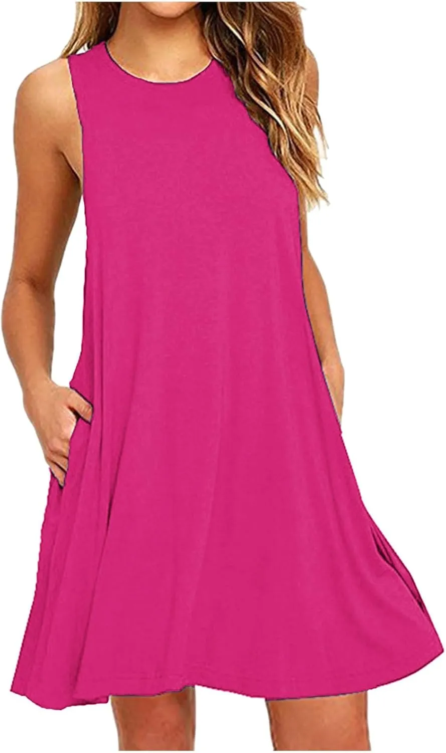 Vacation Dresses for Women 2024 Sleeveless Casual Sundresses A Line Fashion Comfy Short Dresses with Pockets